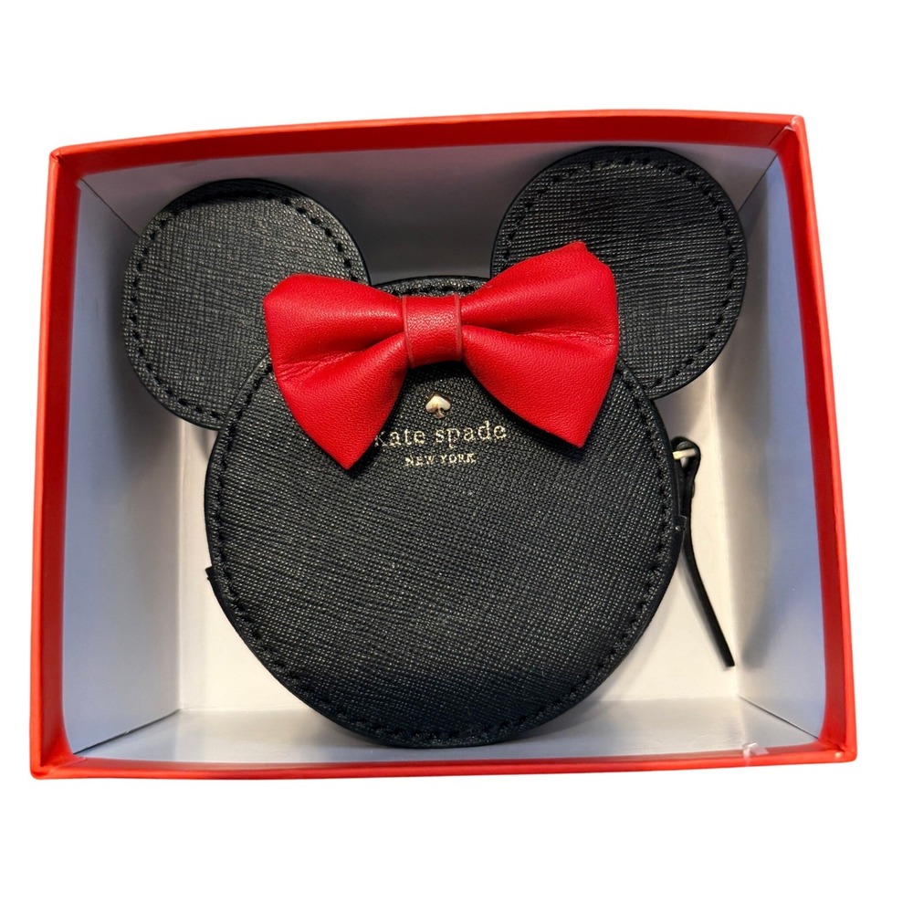 Kate Spade Coin Purse Disney Minnie Mouse Black Womens Wallet Leather New York - Picture 3 of 3